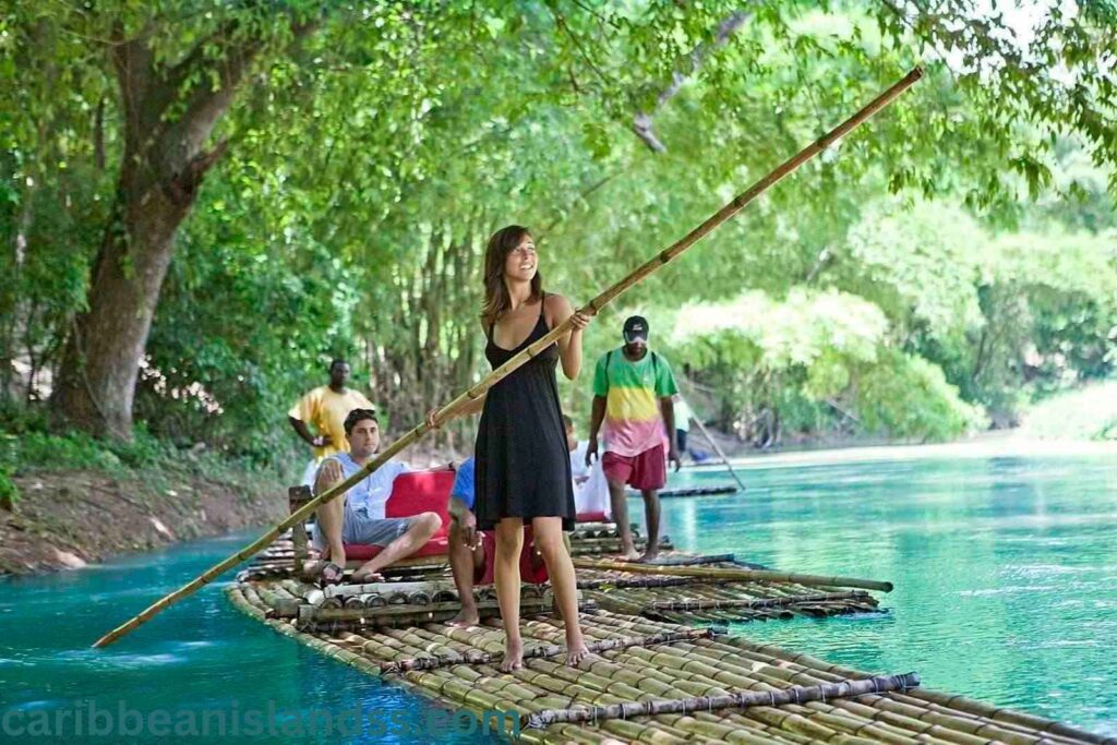Traditional river rafting in Jamaica